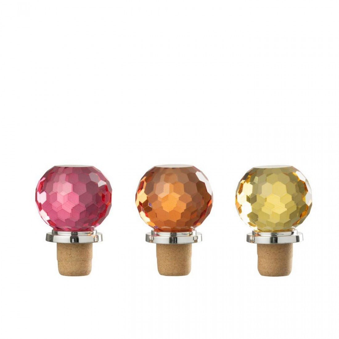 Bottle Stopper Ball Glass Yellow/Orange Assortment Of 3 J-Line