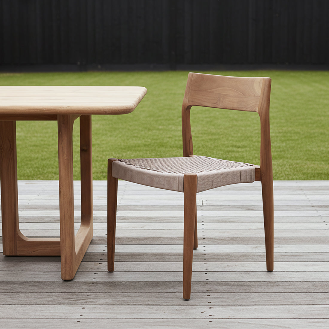Freya Teak Dining Chair without Armrest Natural Set of 2 Raw Materials