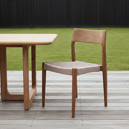 Freya Teak Dining Chair without Armrest Natural Set of 2 Raw Materials