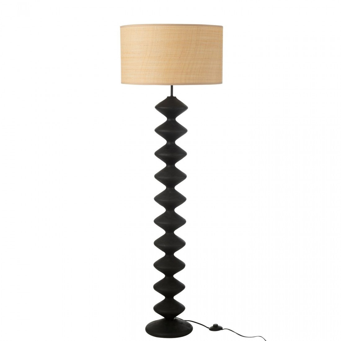 Floor Lamp Caterpillar Poplar Wood Black/Natural H156cm J-Line