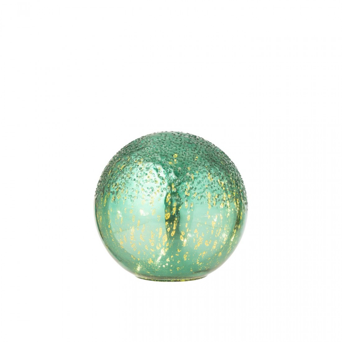 J-Line Set of 2 Green Crackle Glass LED Balls