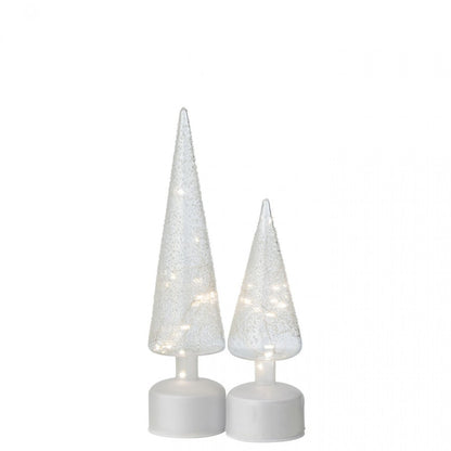 Tree Rotating LED Glass White/Transparent Set of 2 J-Line
