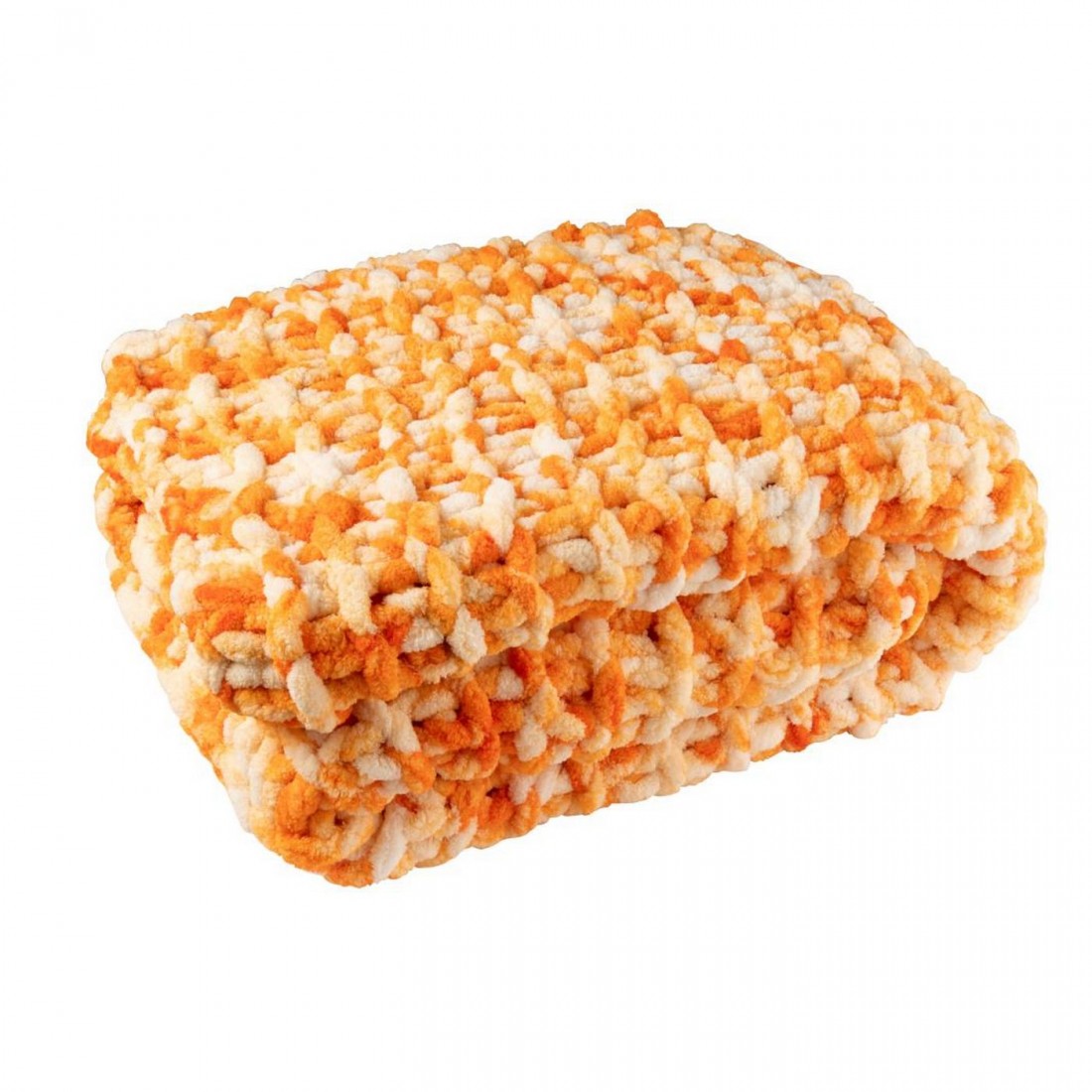 Blanket Knitted Polyester Orange/White J-Line