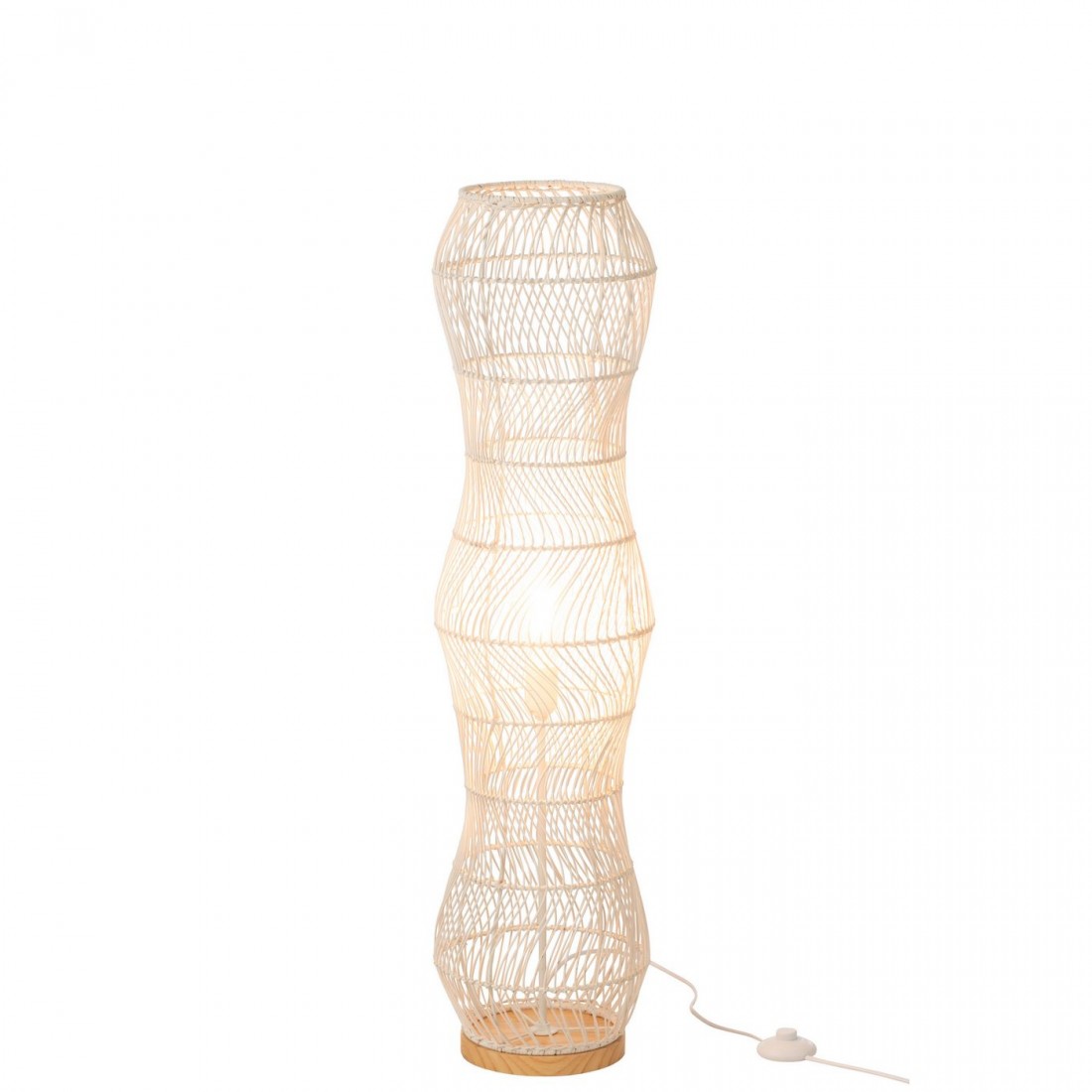 Floor Lamp Rattan Metal Twisted White H101cm  J-Line
