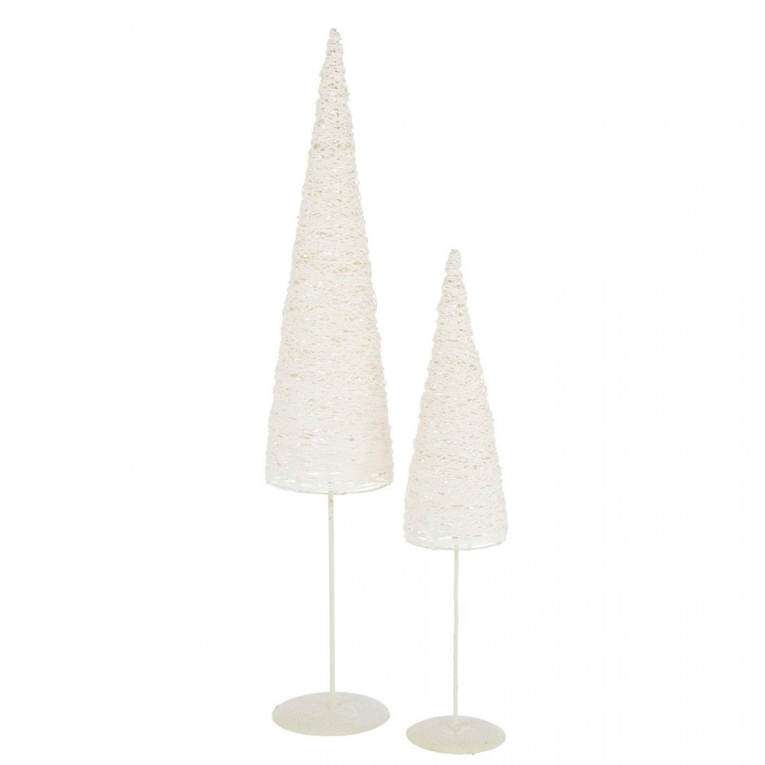Christmas Tree on Stand Metal/Paper White Set of 2 J-Line