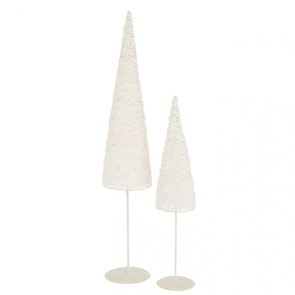 Christmas Tree on Stand Metal/Paper White Set of 2 J-Line
