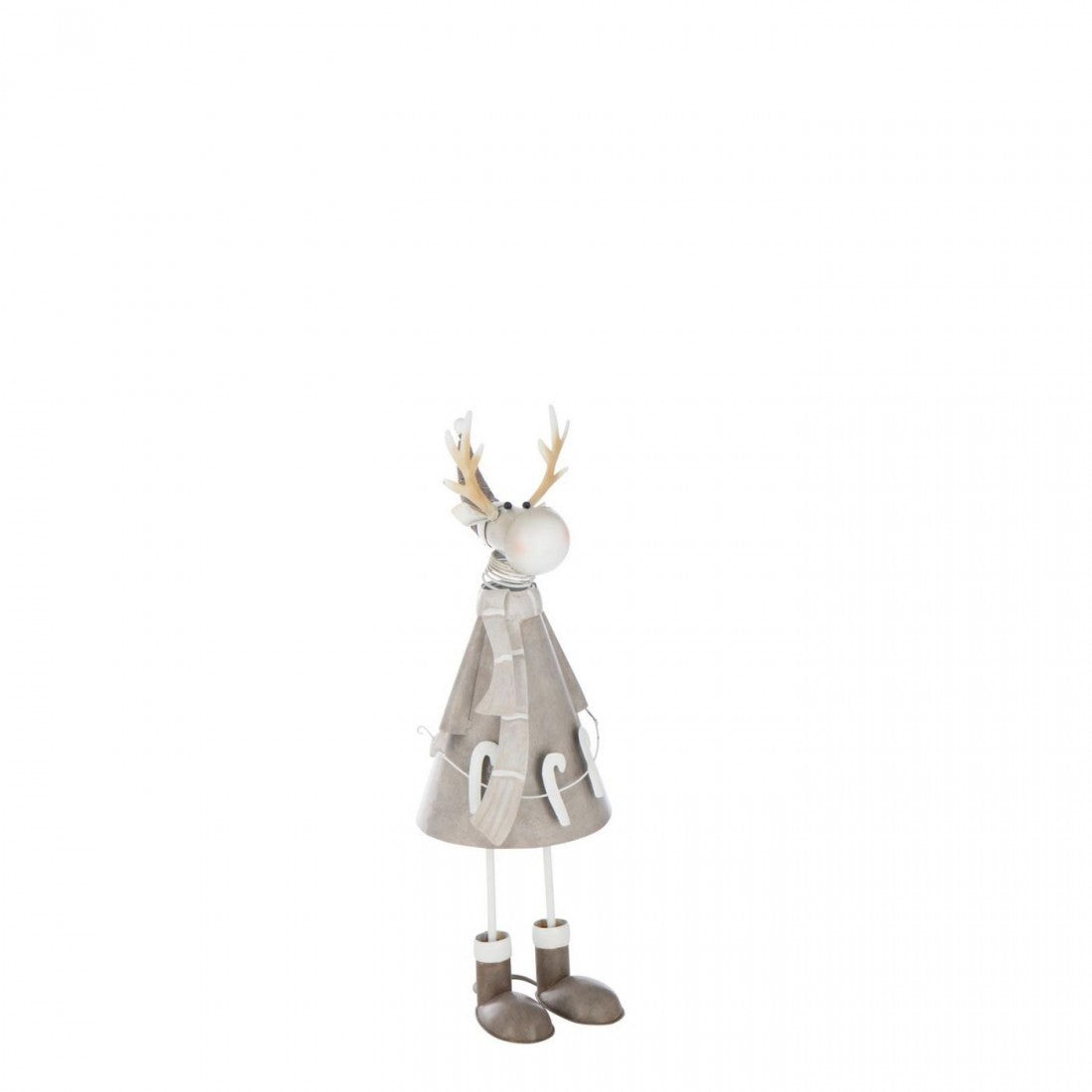 Reindeer Candy Cane Metal Beige/Grey Set of 2 J-Line