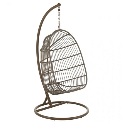 Hanging Chair + Cushion Egga Metal/Rope Brown J-Line