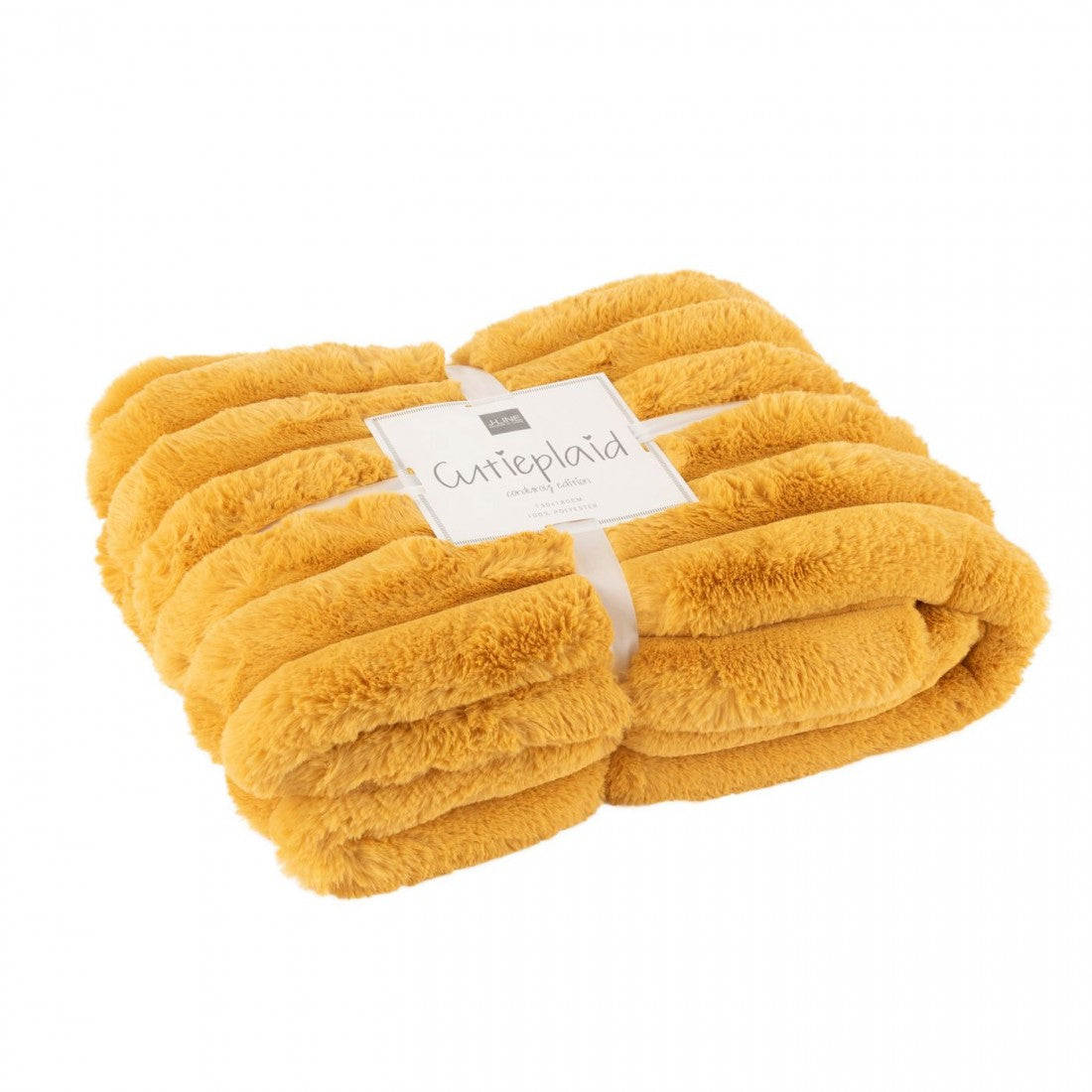 Large Corduroy Polyester Throw 180cmx130cm Ochre J-line