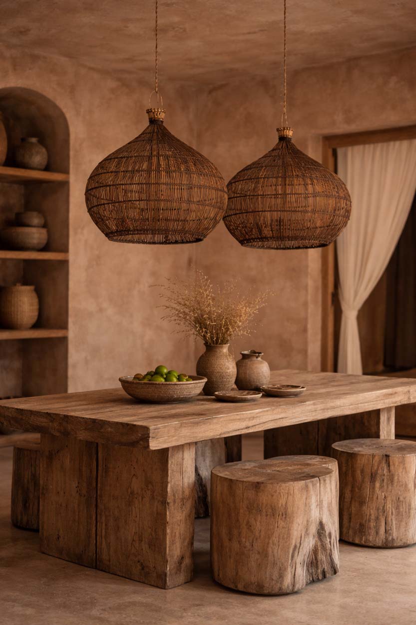 The Desert Gourd Pendant Light Dark Walnut Medium Bazar Bizarre