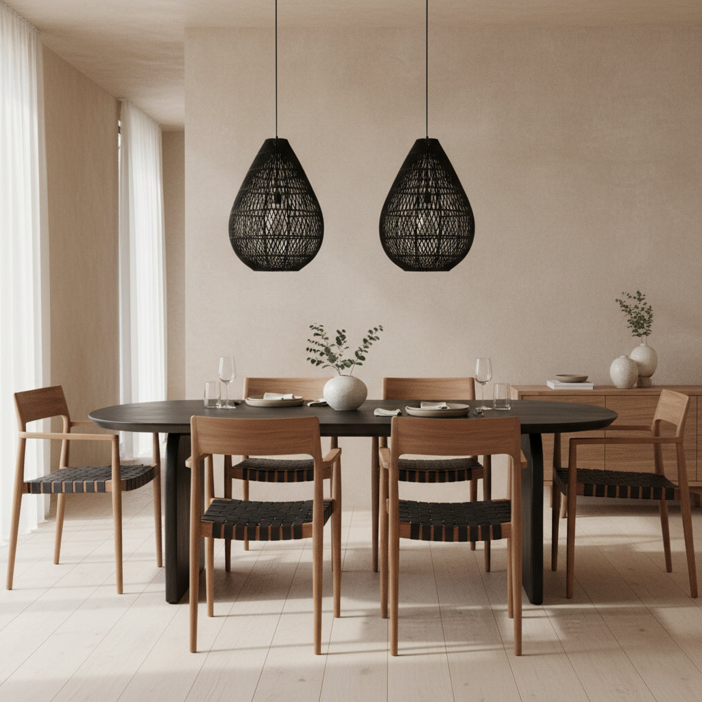 Maze Pendant Light Teardrop Black Raw Materials