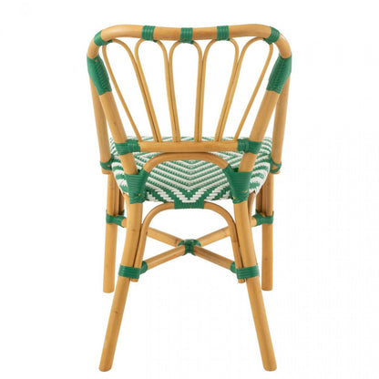 Chair Rattan Dark Green/White J-Line