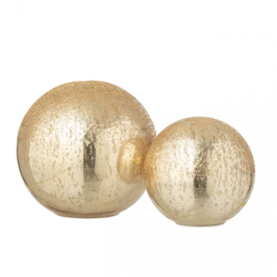 Crackle Glass LED Ball Gold-Colored Set of 2 J-Line