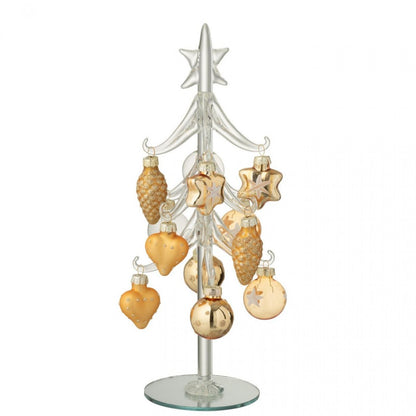 Christmas Tree + Transparent/Gold-Colored Glass Baubles J-Line