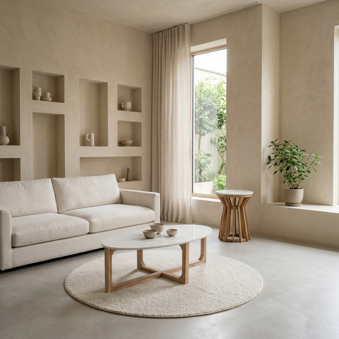 Coffee Table Marble Oval White Raw Materials
