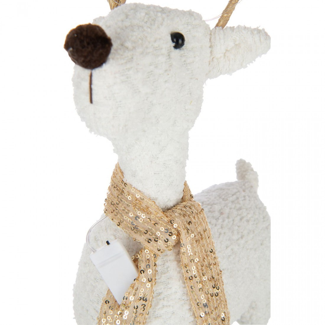 Reindeer Scarf Polyester White/Gold-Colored Set of 2 H75cm J-Line