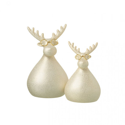 Reindeer Glasses Porcelain Gold-Colored Set of 2 J-Line