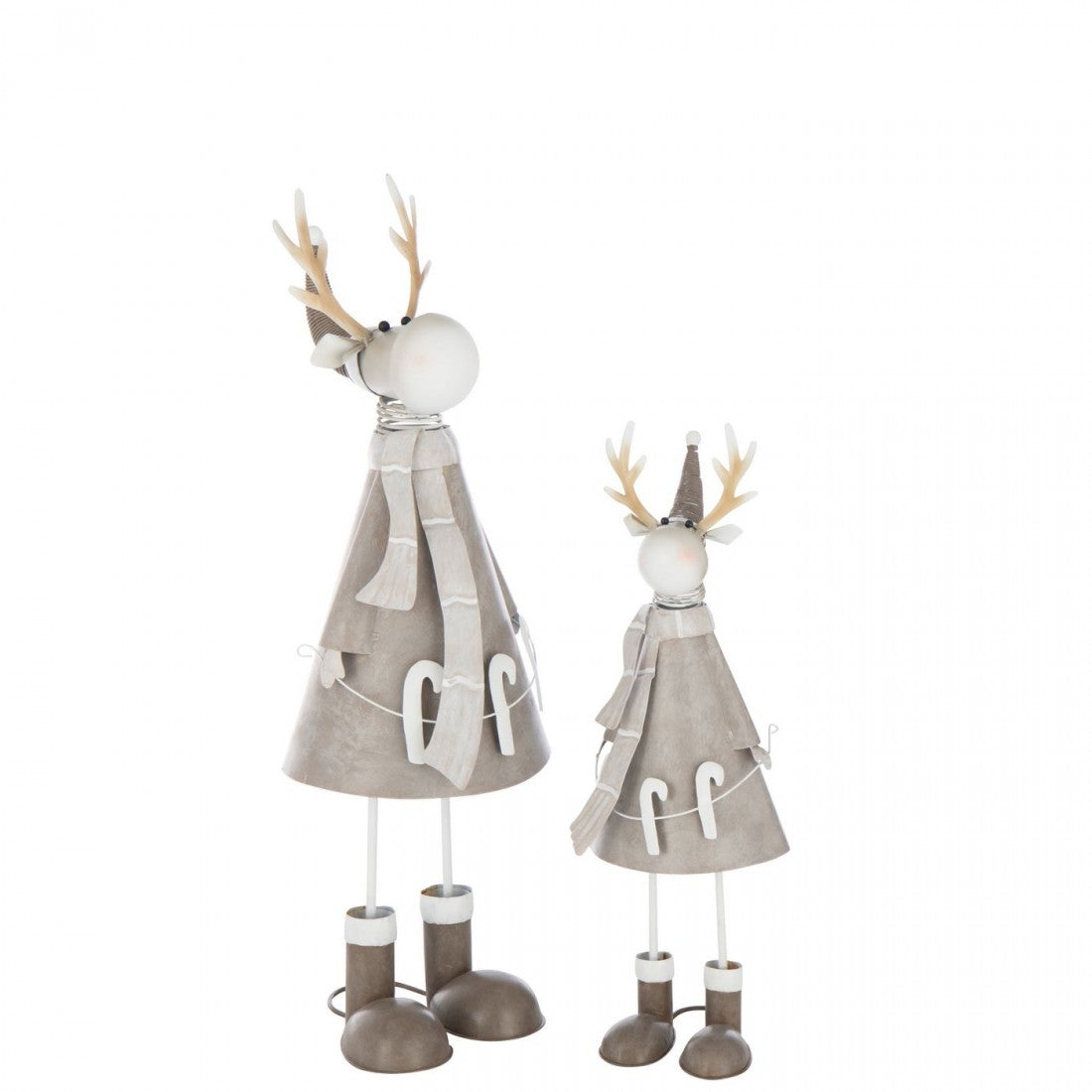 Reindeer Candy Cane Metal Beige/Grey Set of 2 J-Line