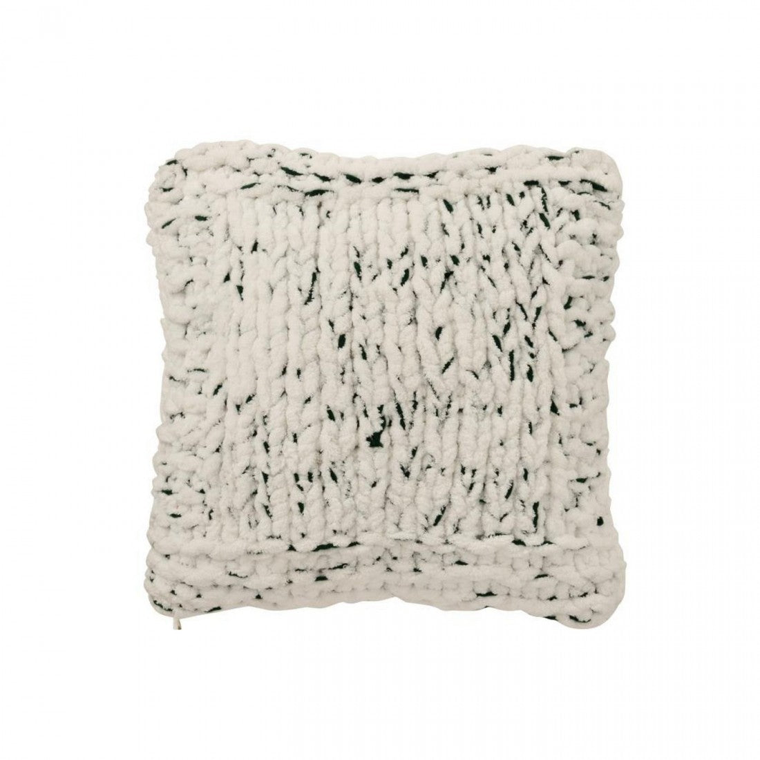 Cushion Gebreeën Polyester White/Dark Green J-Line