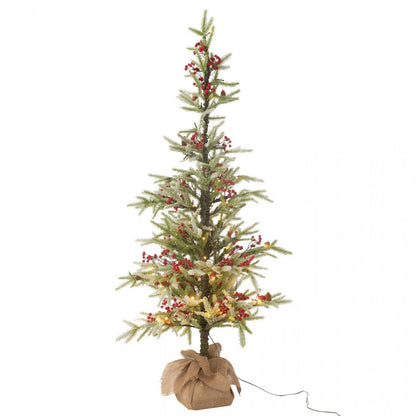 Christmas Tree + Jute Sack + LED Plastic Snow Green/Red Large H150cm J-Line
