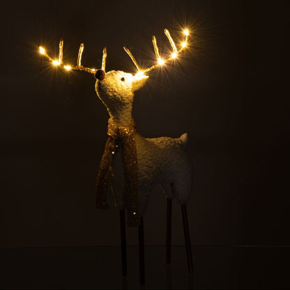 Reindeer Scarf Polyester White/Gold-Colored Set of 2 H75cm J-Line