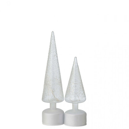 Tree Rotating LED Glass White/Transparent Set of 2 J-Line