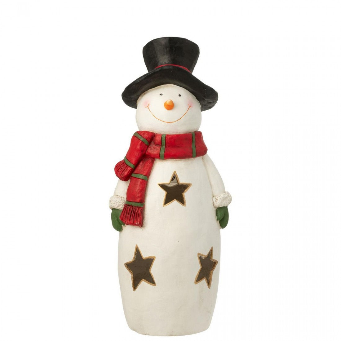 Tealight Holder Snowman Scarf + Hat Magnesium Multicolor Large J-Line