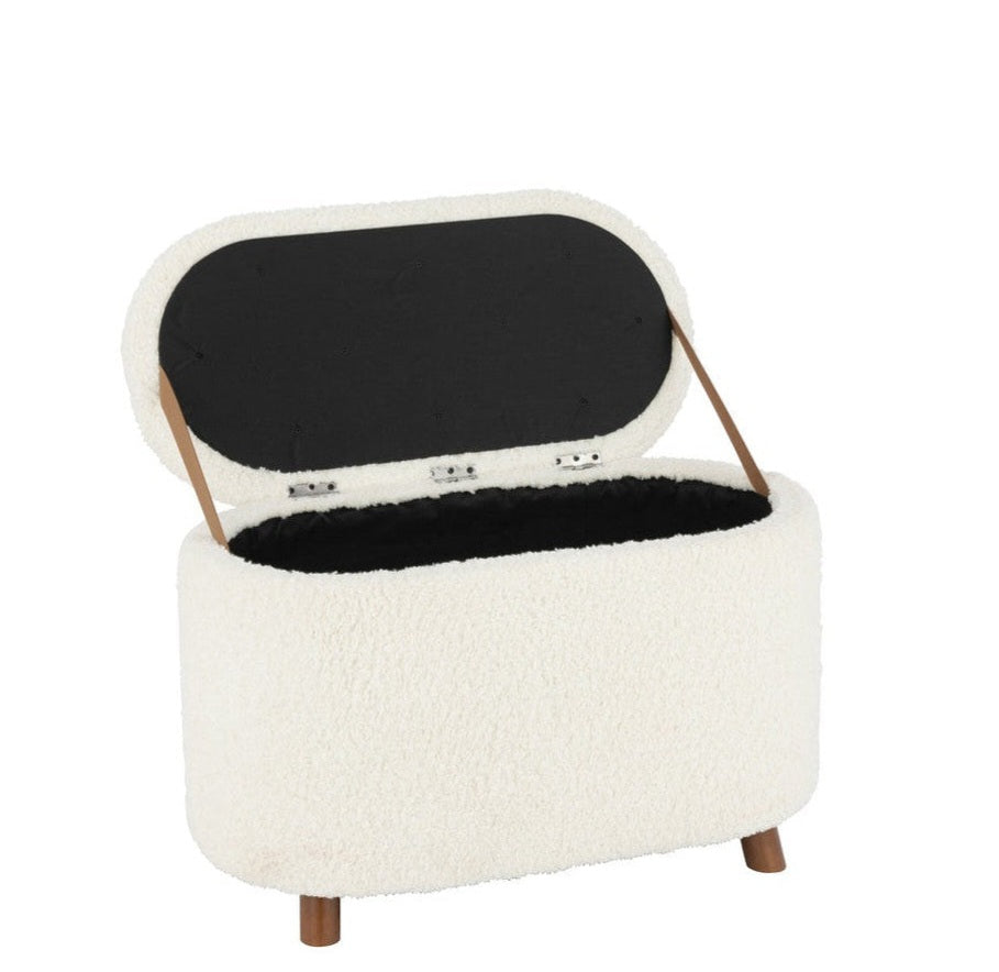 Storage Pouf Teddy Polyester White J-Line