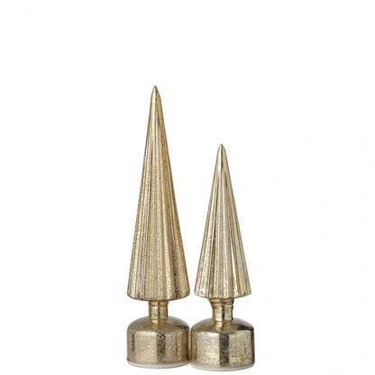 Christmas Tree Rotating LED Glass Gold-Colored Set of 2 J-Line