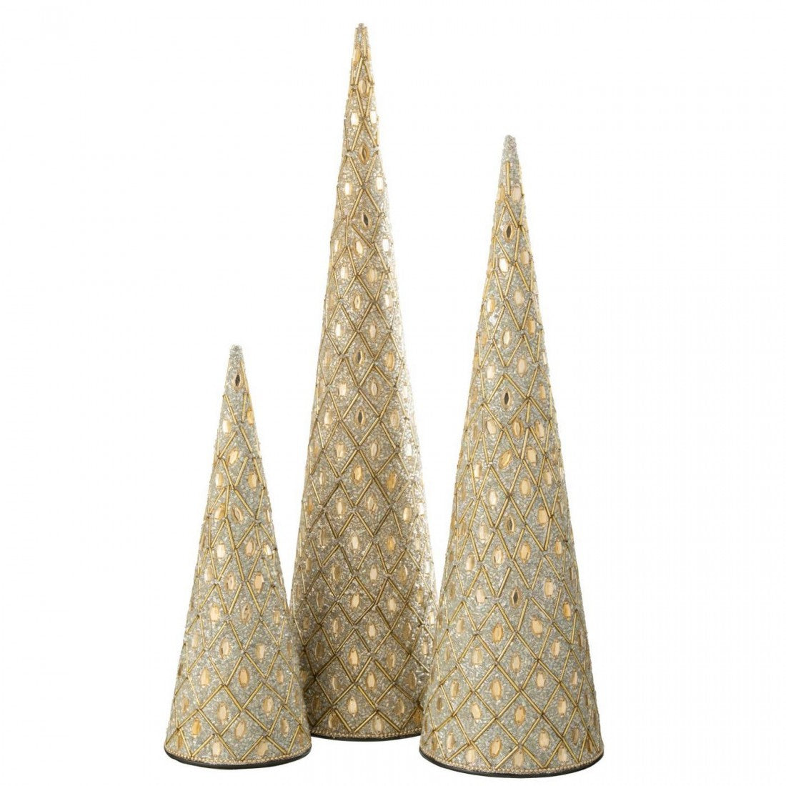 Cone Iron/Beads White/Gold-Colored Set of 3 J-Line