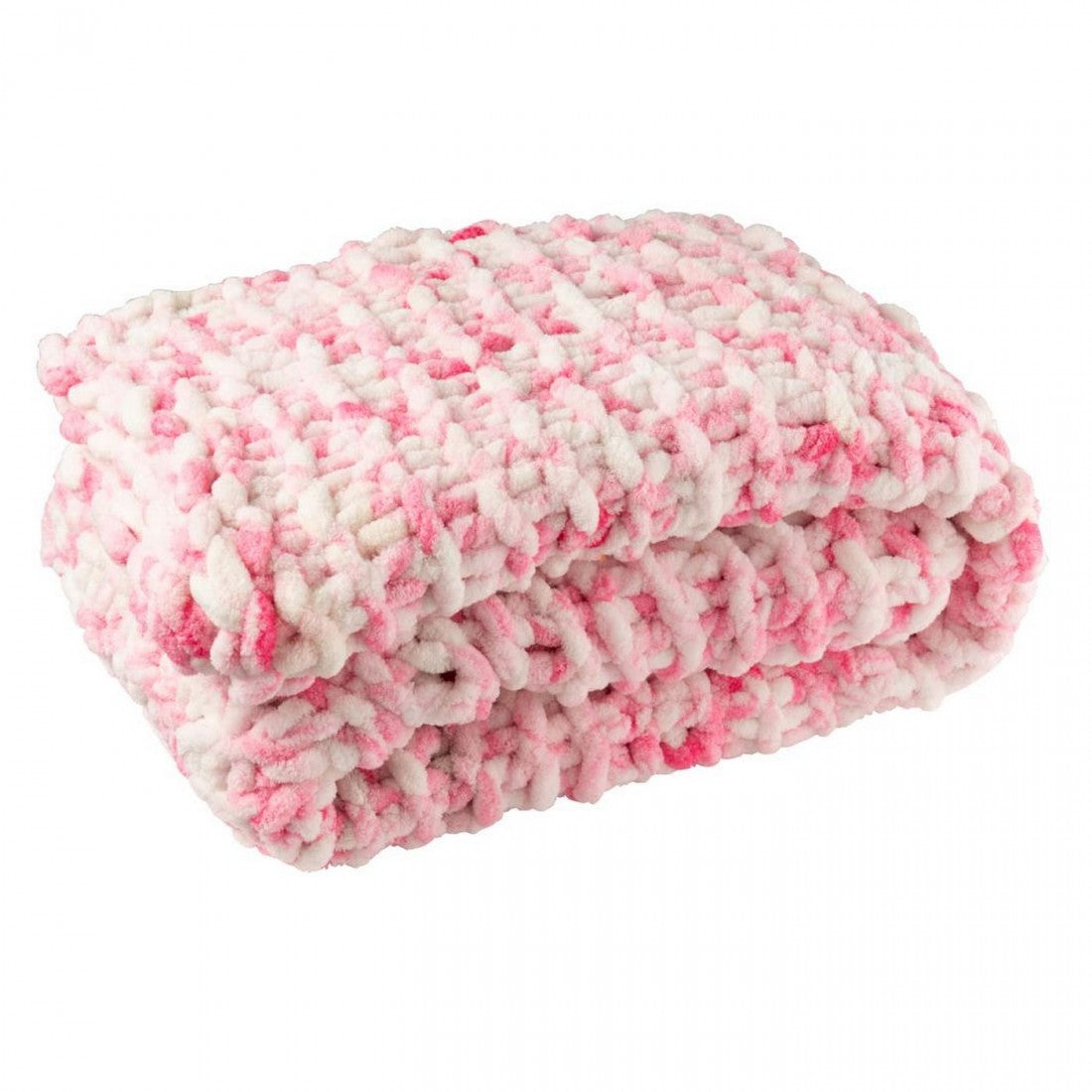 Blanket Knitted Polyester Pink/White J-Line