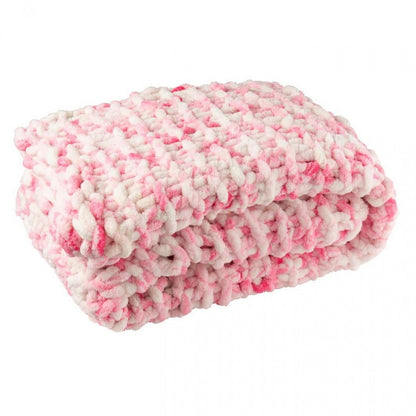 Blanket Knitted Polyester Pink/White J-Line