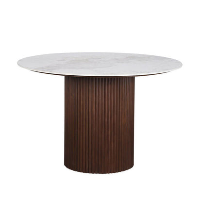 Urban Chique Round Table Ceramic Marble / Walnut Veneer Pole to Pole