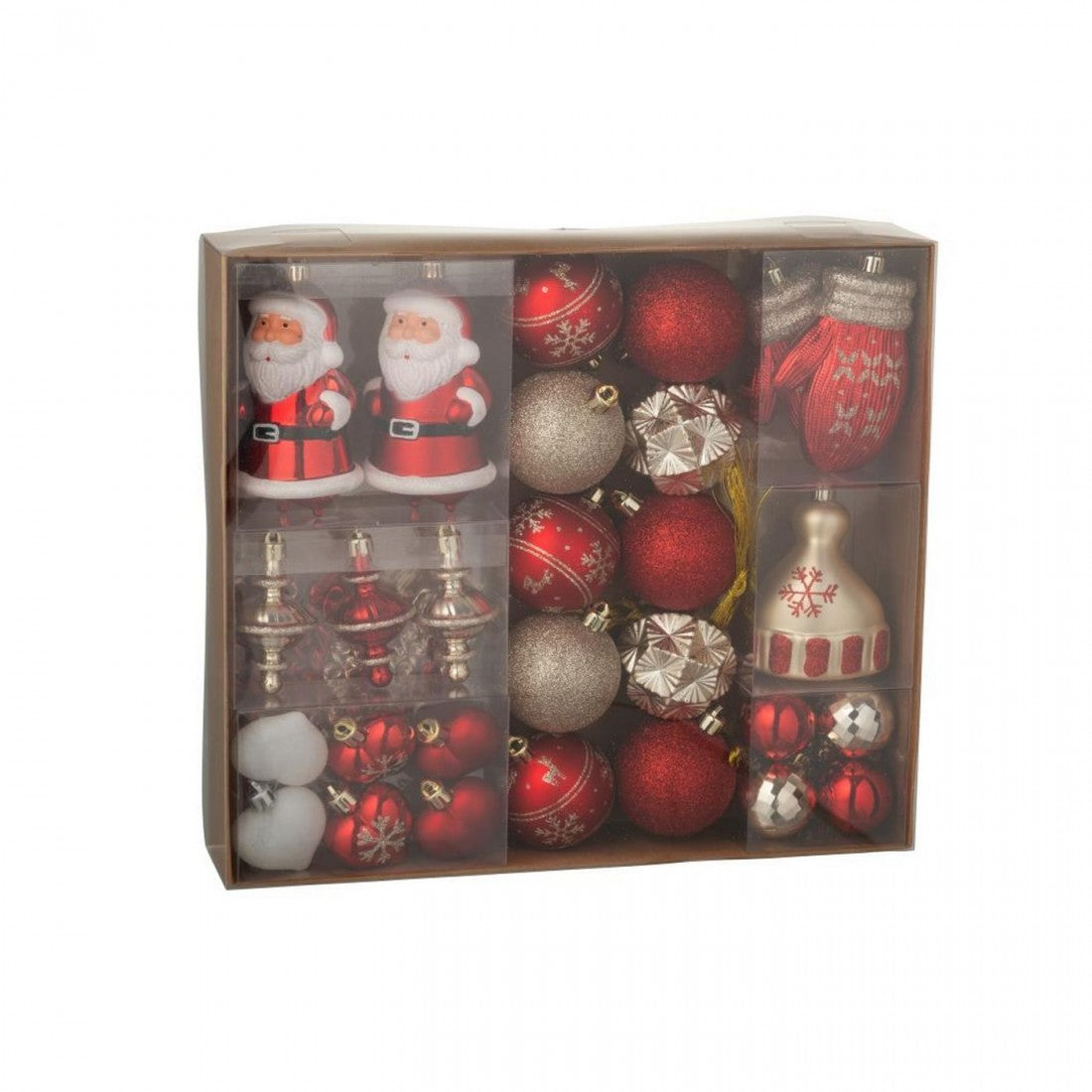 Box Of 45 Plastic Christmas Baubles Christmas Red/Gold-Colored j-line