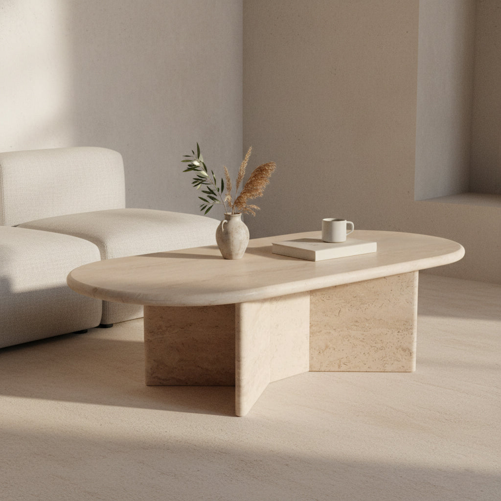 Travertine Coffee Table Oblong Raw Materials