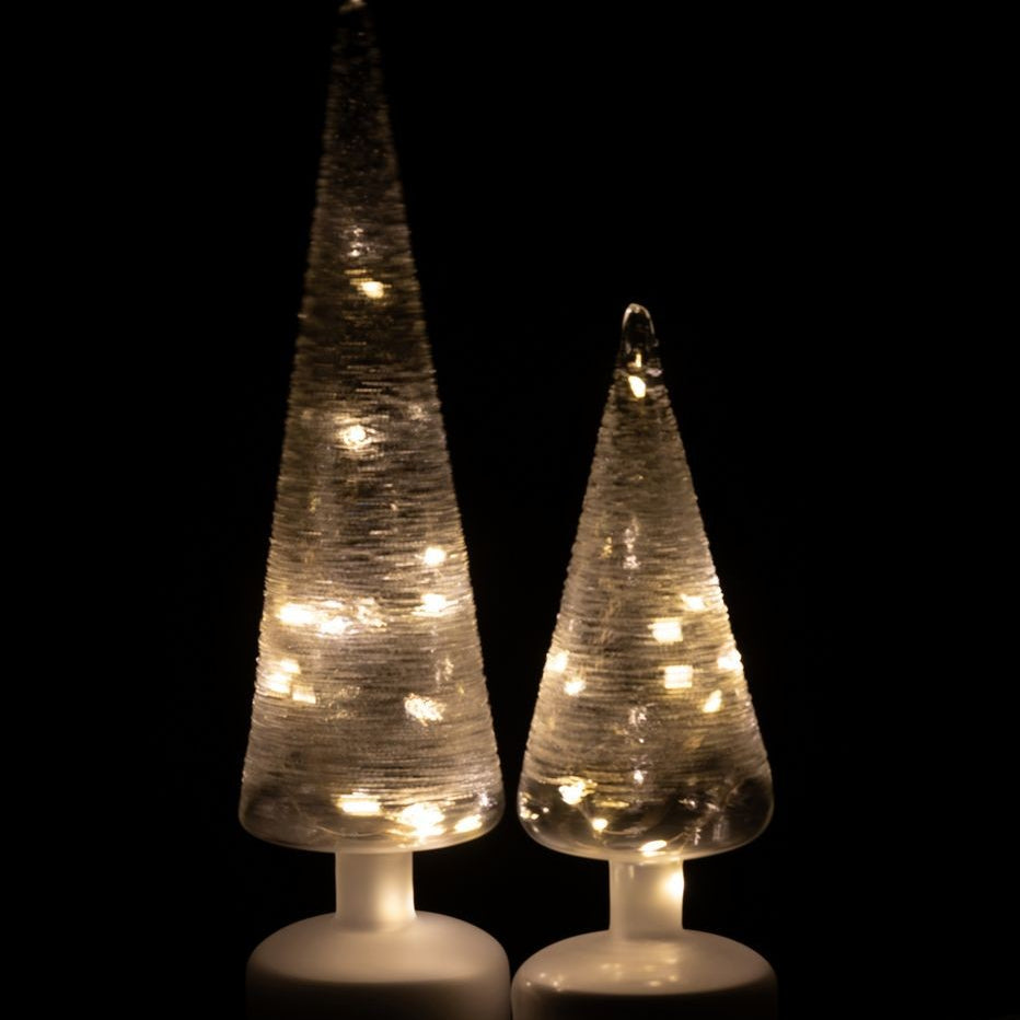 Tree Rotating LED Glass White/Transparent Set of 2 J-Line