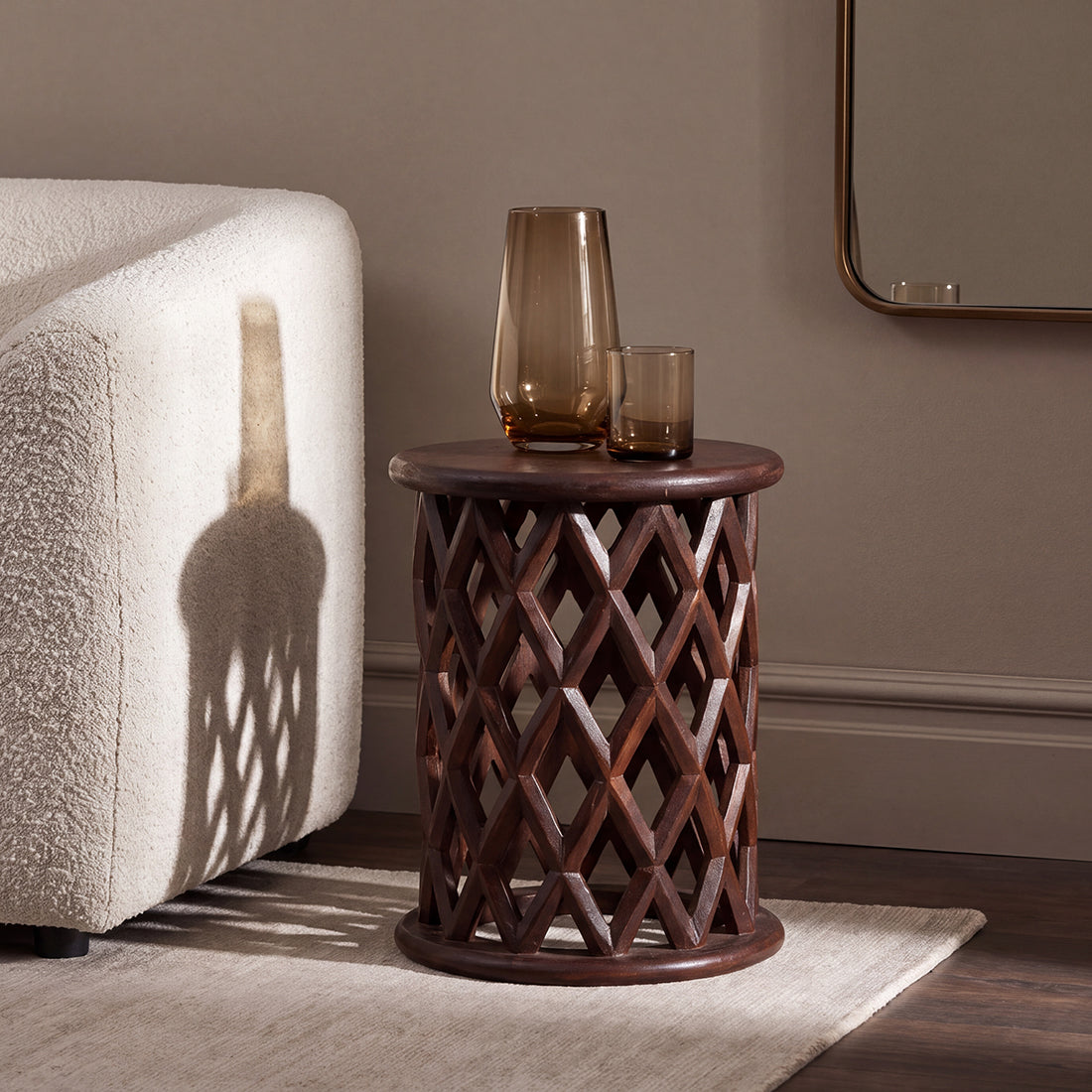 Side table/Stool Palau Brown Mango Wood Raw Materials