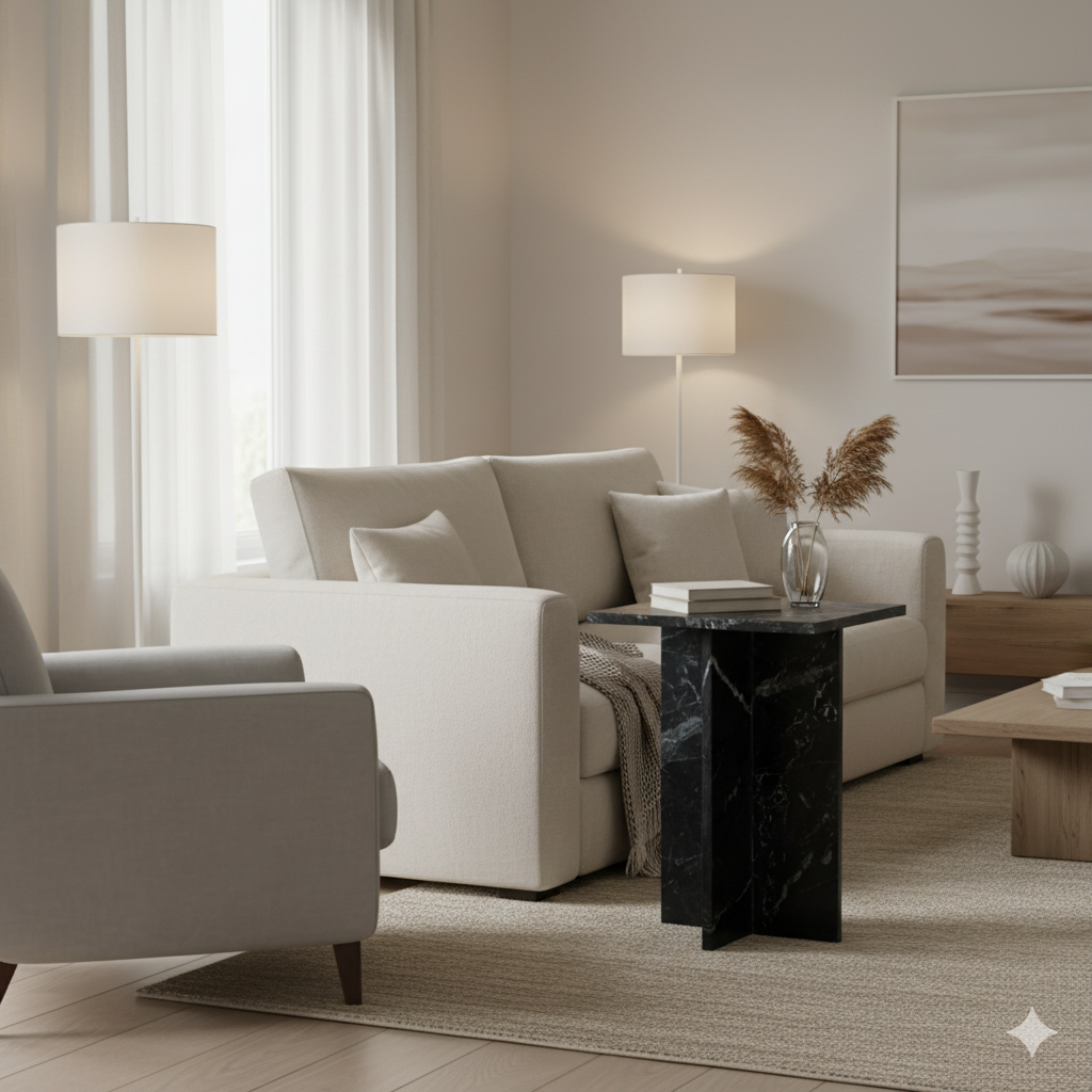 Side Table Shanghai Marble Black Raw Materials
