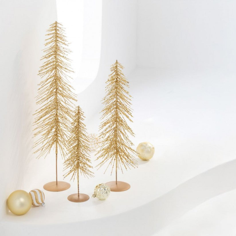 Christmas Tree Glitter Plastic Gold-Colored Set of 3 j-Line