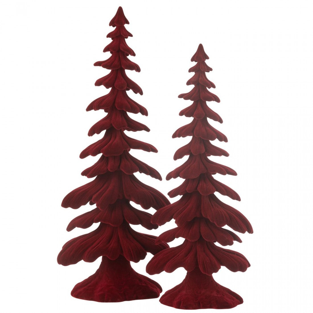 Pine Tree Velour Resin Red Set of 2 by J-Line