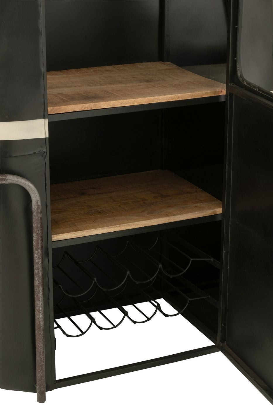Cable Wagon Bar Stool Iron/Mango Wood Black/White J-Line
