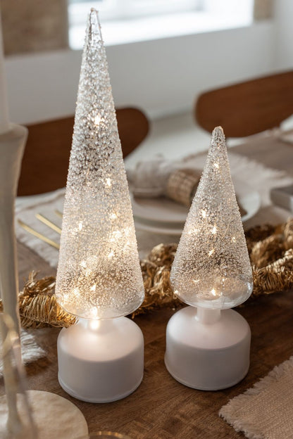 Tree Rotating LED Glass White/Transparent Set of 2 J-Line