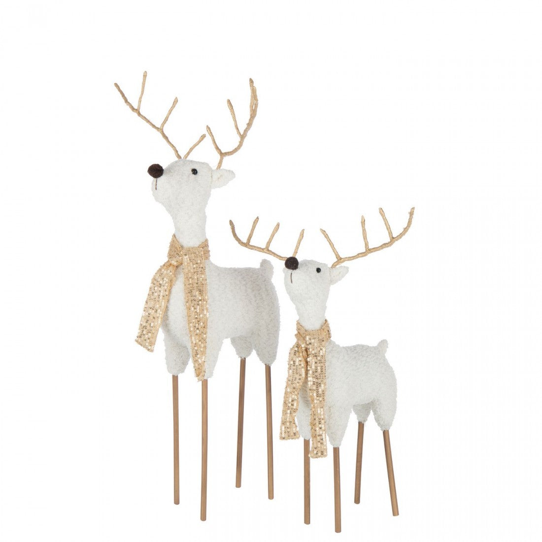 Reindeer Scarf Polyester White/Gold-Colored Set of 2 H75cm J-Line