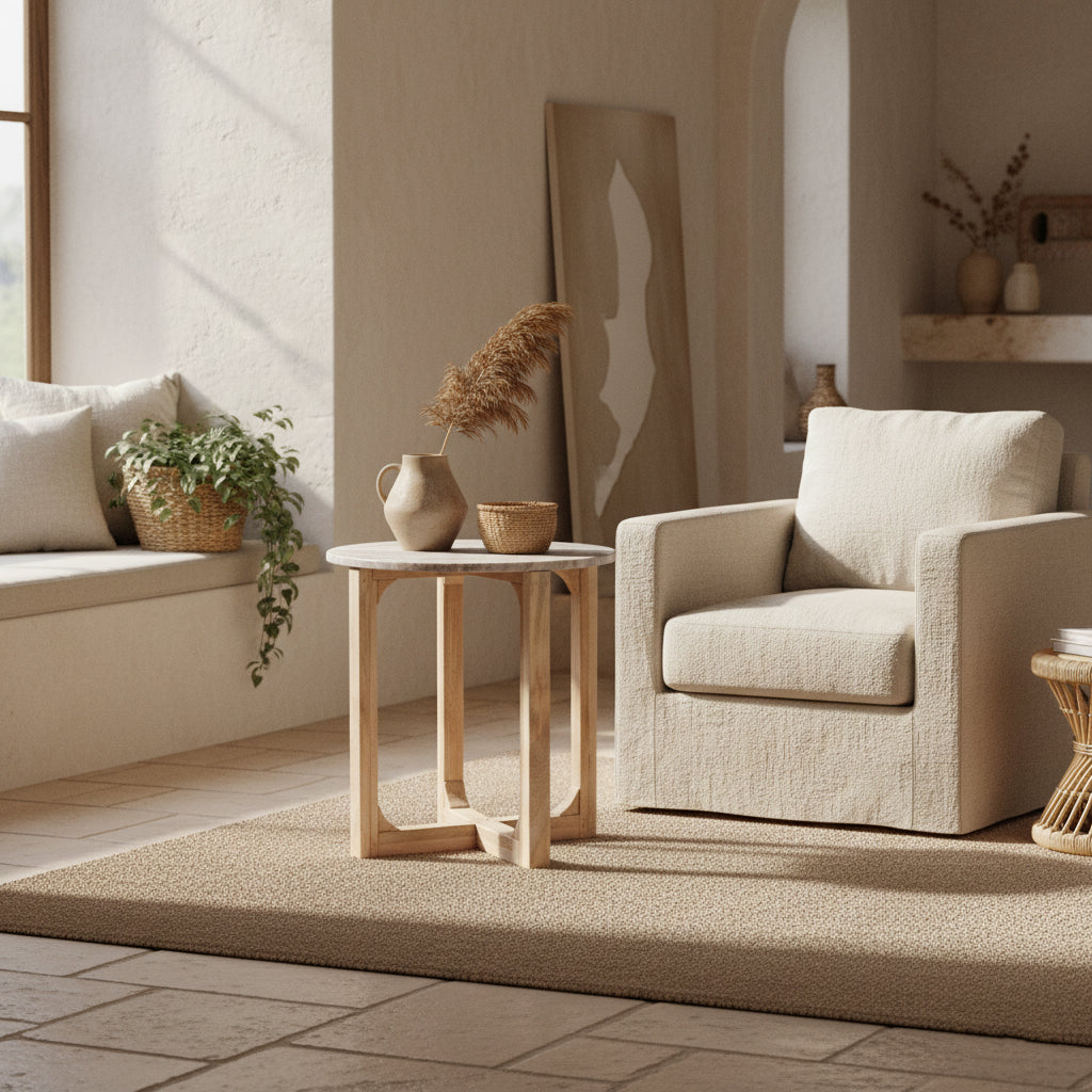 Marble side table round brown Raw Materials