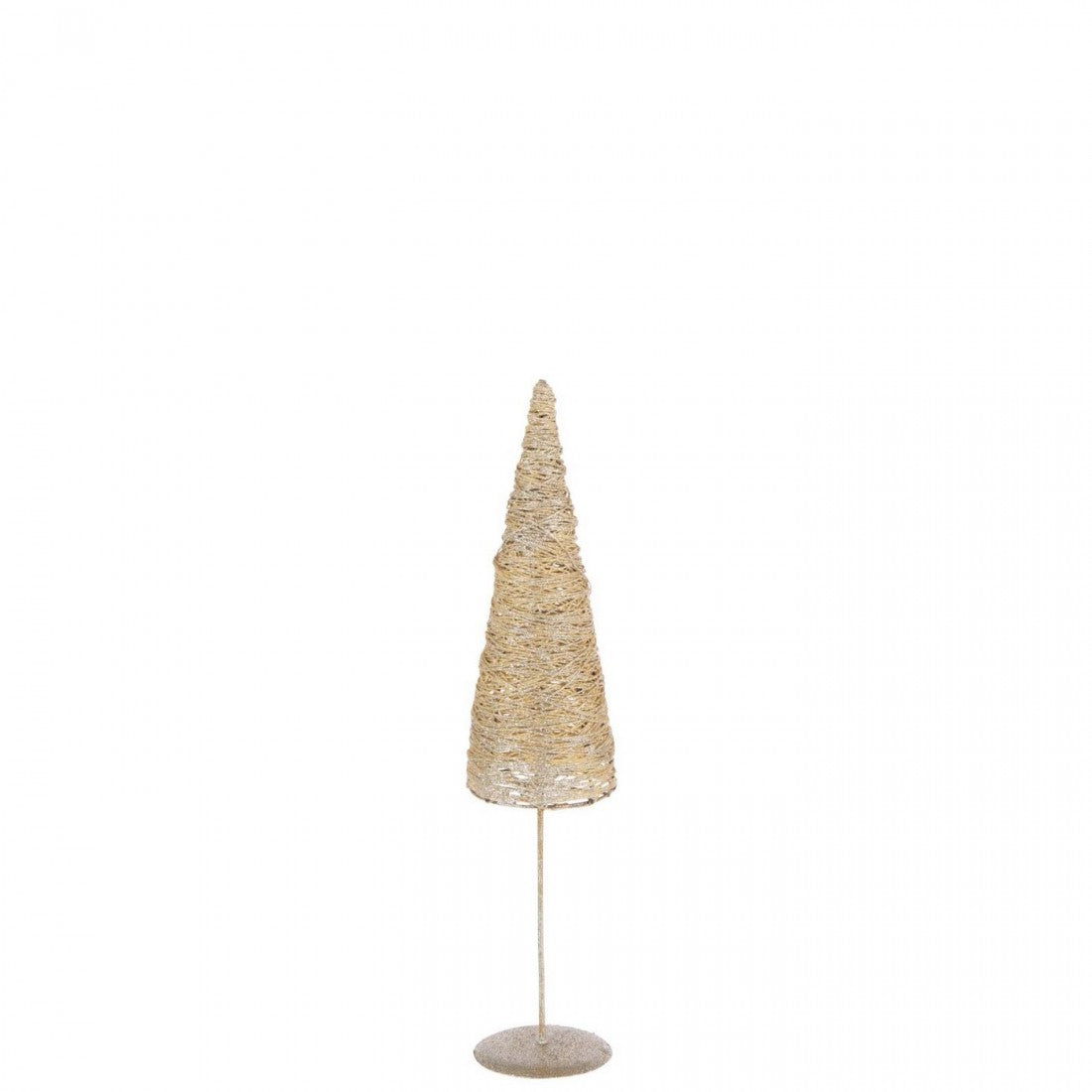 Christmas Tree on Stand Metal/Paper Gold-Colored Set of 2 J-Line