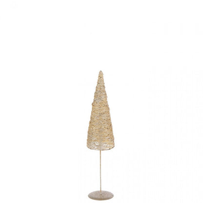 Christmas Tree on Stand Metal/Paper Gold-Colored Set of 2 J-Line