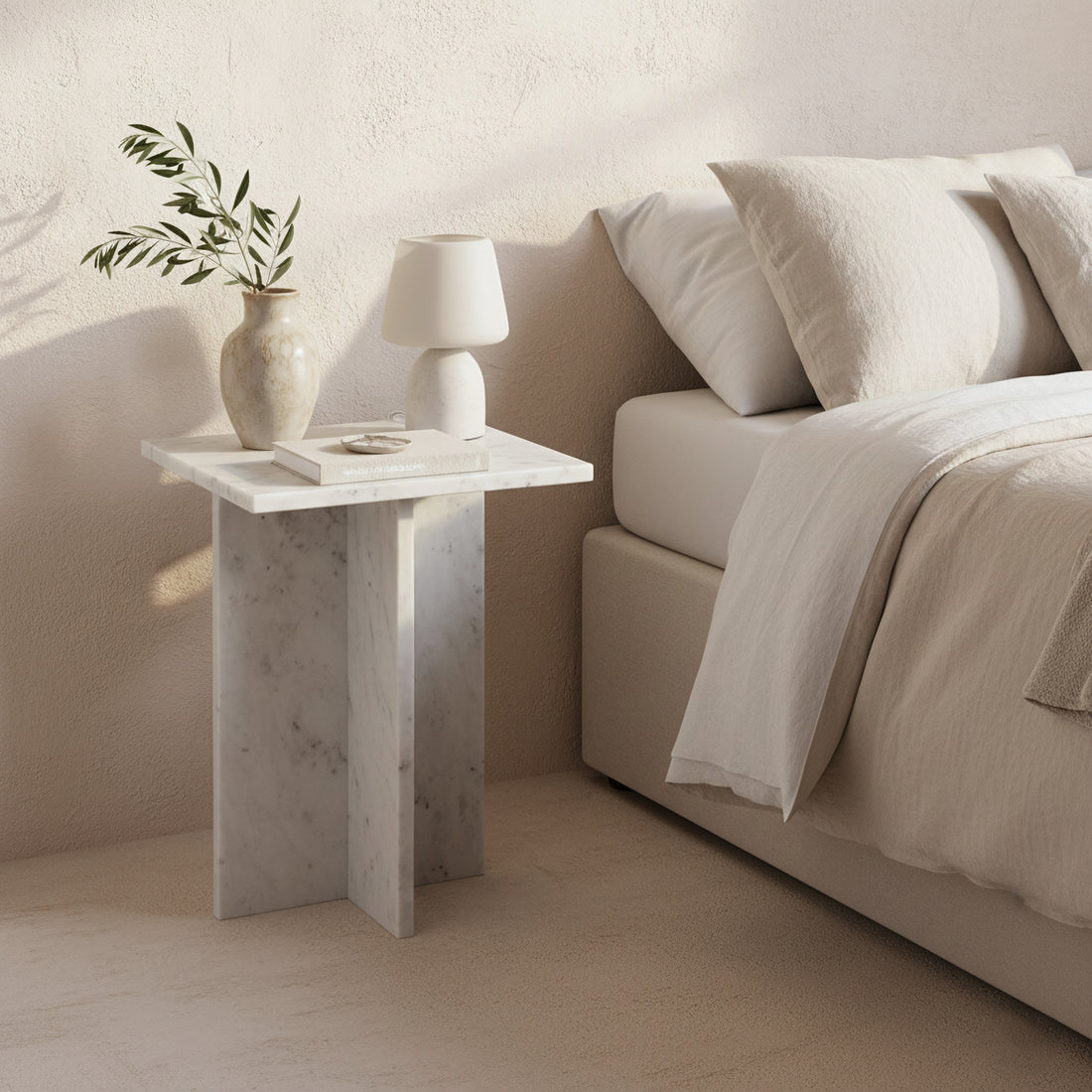 Side table Beijing Marble White Raw Materials