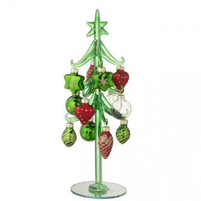 Christmas Tree + Glass Baubles Dark Green/Christmas Red J-Line