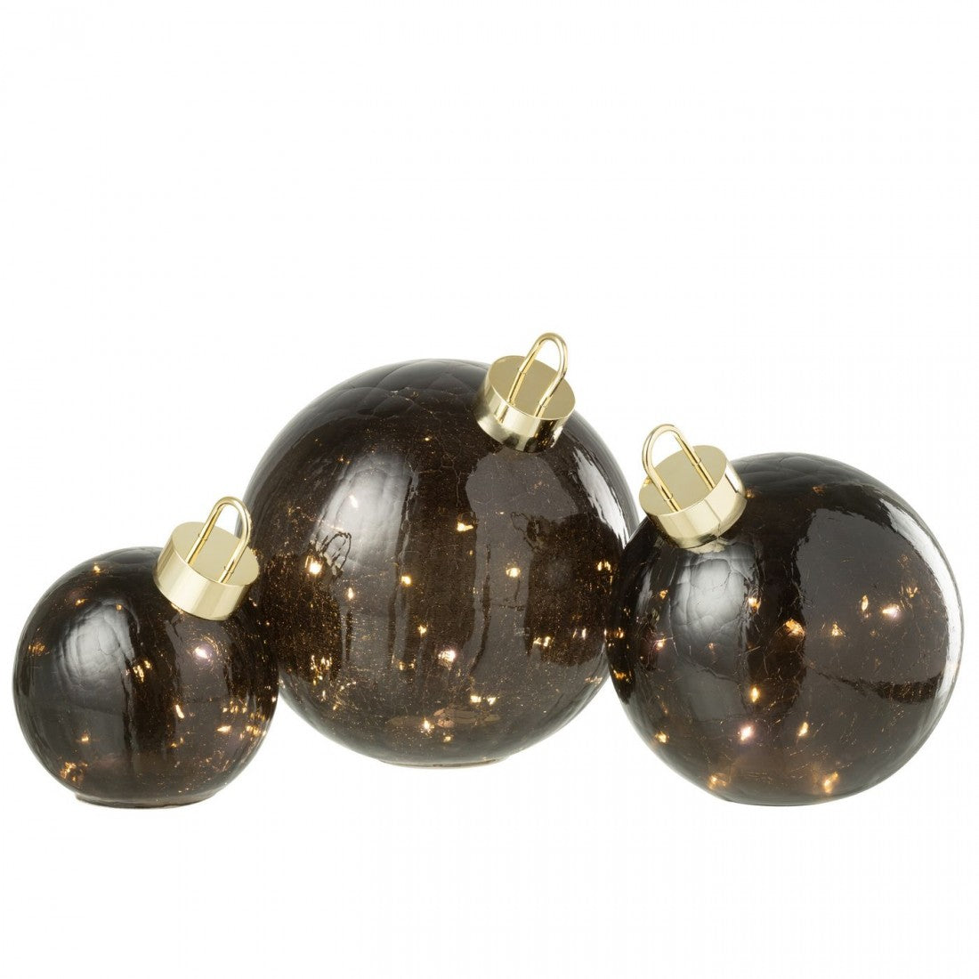 Christmas Bauble LED Glass Black Set of 3 J-Line