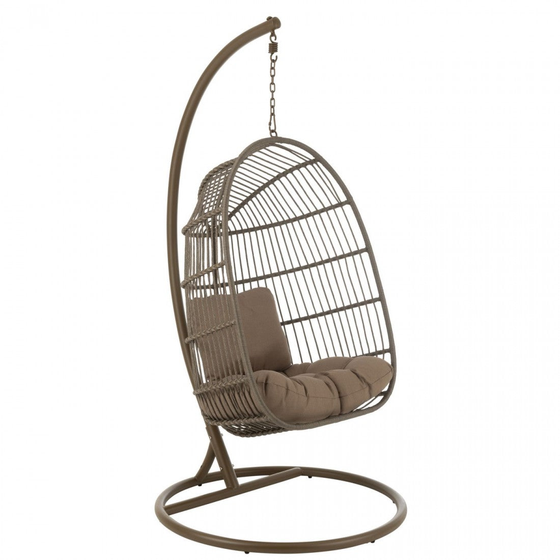 Hanging Chair + Cushion Egga Metal/Rope Brown J-Line